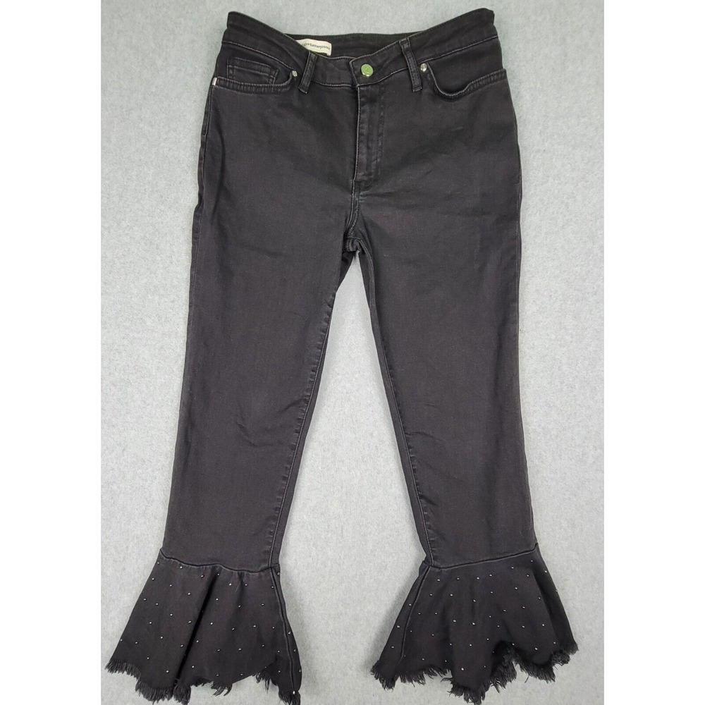 Anthropologie Pilcro Women's Studded Crop Flare Black Jeans Size 27x24